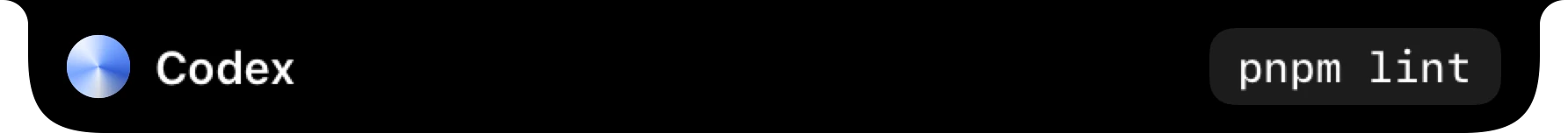 The same notch with Codex waiting: it wants to run pnpm lint.